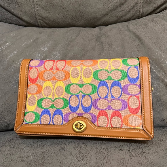 Coach Red and Orange Clutch Vibrant Design